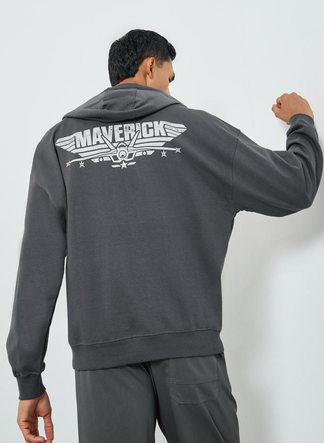 Styli Men Grey Graphic Oversized Hoodie - Image 1